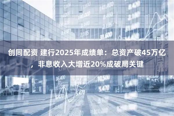 创同配资 建行2025年成绩单：总资产破45万亿，非息收入大增近20%成破局关键