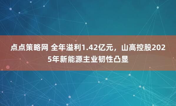 点点策略网 全年溢利1.42亿元，山高控股2025年新能源主业韧性凸显